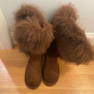 Brown furry winter boots!